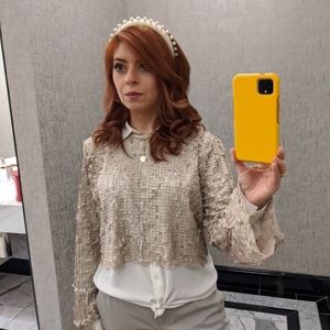 See through matte sequin blouse